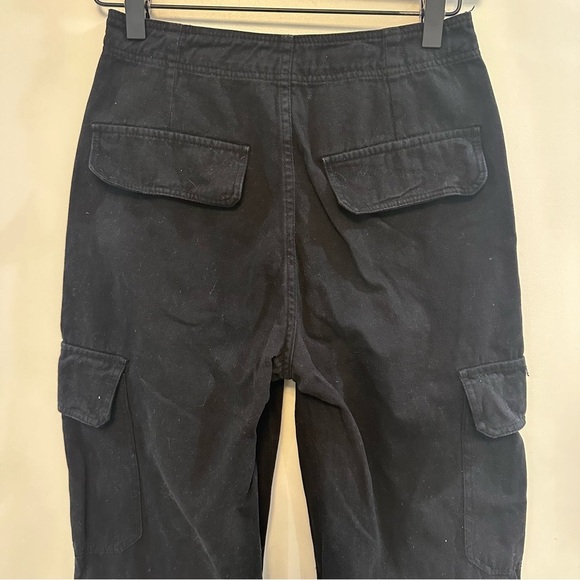 ZARA black pants Womens Size 0 High Rise Straight Leg Cargo Pocket Pants Baggy - Picture 6 of 9